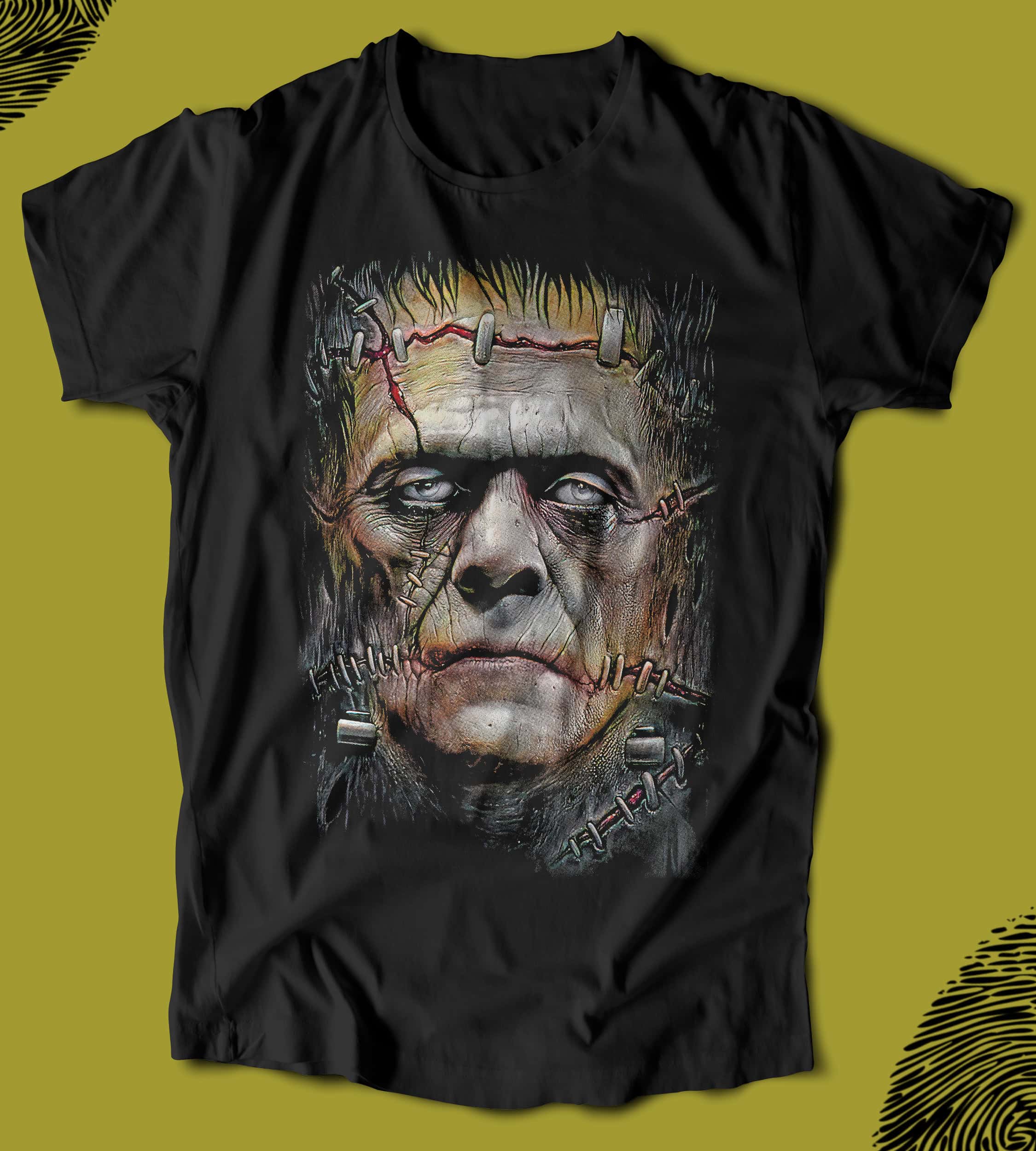BUREGU0043-1 Yırtık ve zombi temalı siyah tişört, korku ve cosplay tarzında detaylı desenli, yüksek kaliteli baskı, rahat kesim, moda ve alternatif stil sevenler için ideal.