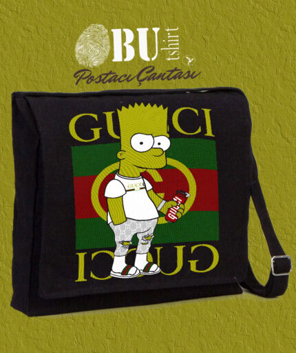 Göz alıcı Simpsons Bart karakterli Gucci temalı tişört satan özel tasarım çanta. Moda ve sokak tarzını yansıtan özgün ve şık ürünler. Yüksek kalite ve Trendy tasarım, dikkat çekici görünüm.