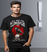 Muşapemoğlu konseptli black t-shirt, kurt ve kafatası grafikli sert tarz tasarım, genç erkek giyim, alternatif tişört, rock temalı moda ürünü, trendy casual wear.