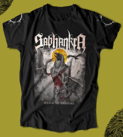 Karakol luften maskülen tarzı ile tasarlanmış, kara hayvan temalı, göğsü kırmızı detaylı, "Death To Traitors" yazılı, black t-shirt.
