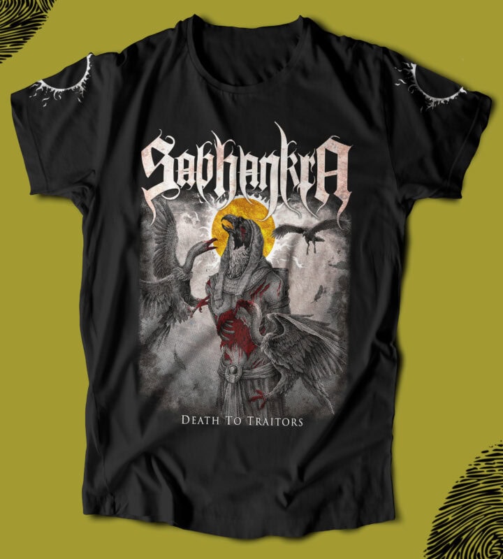 Karakol luften maskülen tarzı ile tasarlanmış, kara hayvan temalı, göğsü kırmızı detaylı, "Death To Traitors" yazılı, black t-shirt.