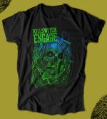 KILL SWITCH TEKSTİLİ ve gotik skull tasarımıyla dikkat çeken siyah T-shirt, özgün ve şık erkek tişört, rahat ve modern giyim için idealdir.