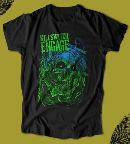 KILL SWITCH TEKSTİLİ ve gotik skull tasarımıyla dikkat çeken siyah T-shirt, özgün ve şık erkek tişört, rahat ve modern giyim için idealdir.