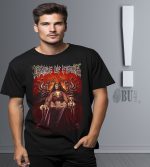 Gothik tarzda Trible of Death baskılı siyah tişört, gotik desenli ve detaylı grafik tasarımıyla şık ve dikkat çekici erkek tişörtü.
