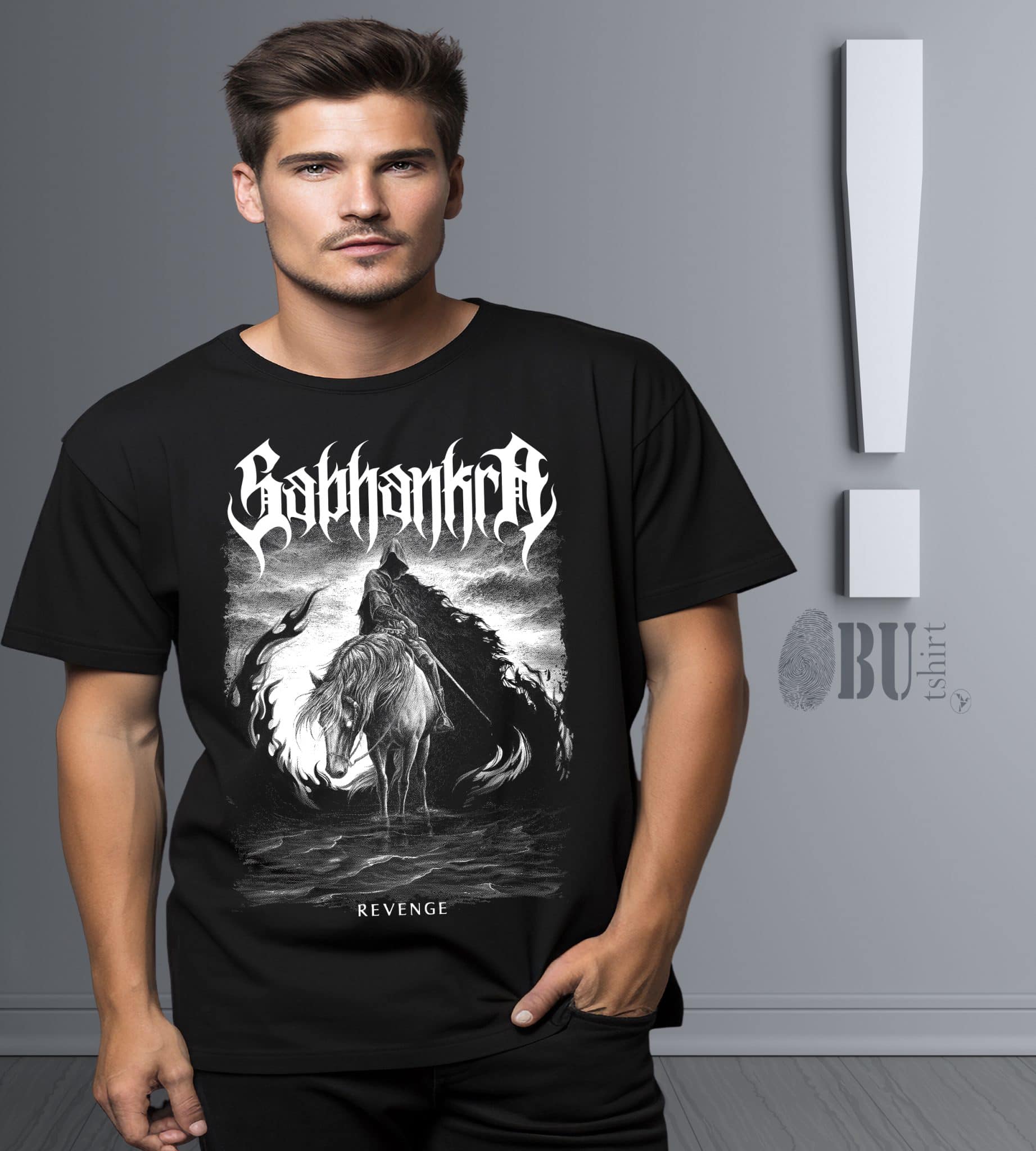 Dinamik black tişört, gotik tarzda gitar ve at figürüyle detaylı tasarım, REVENGE yazısıyla gençler ve metal müzik hayranları için idealdir. Bu benzersiz baskı, tarzınıza güç katacak.