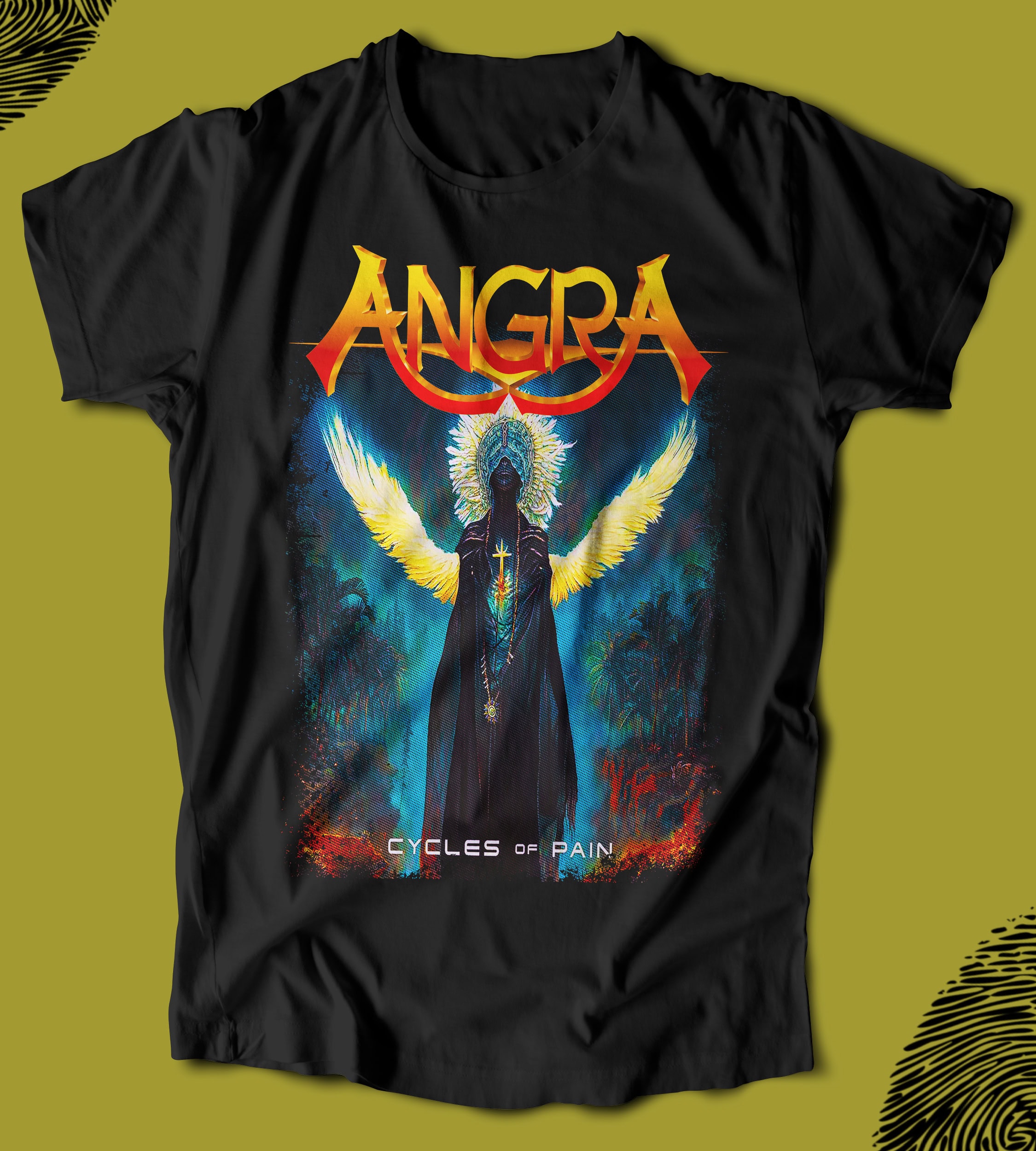 BUREGU0142-1 BUTSHIRT 'Angra - Cycles Of Pain‘ Baskılı 'Regular-Fit' Unisex Tişört - Görsel 1