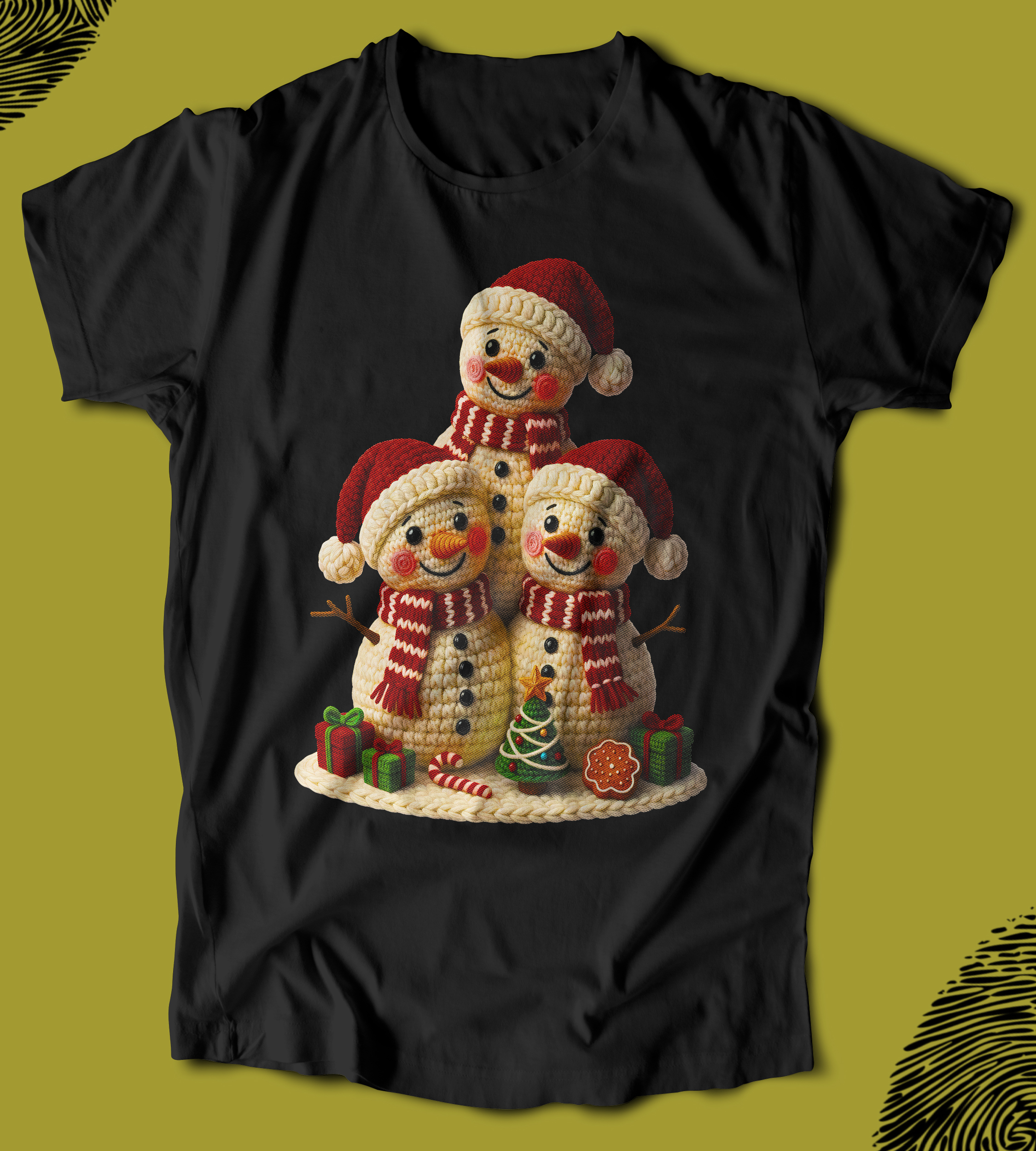 BUREGU0170-1 BUTSHIRT 'Little Snowmans - Christmass - Noel - Yeni yıl - Kardan Adam' Regular-Fit' Unisex Tişört - Görsel 1