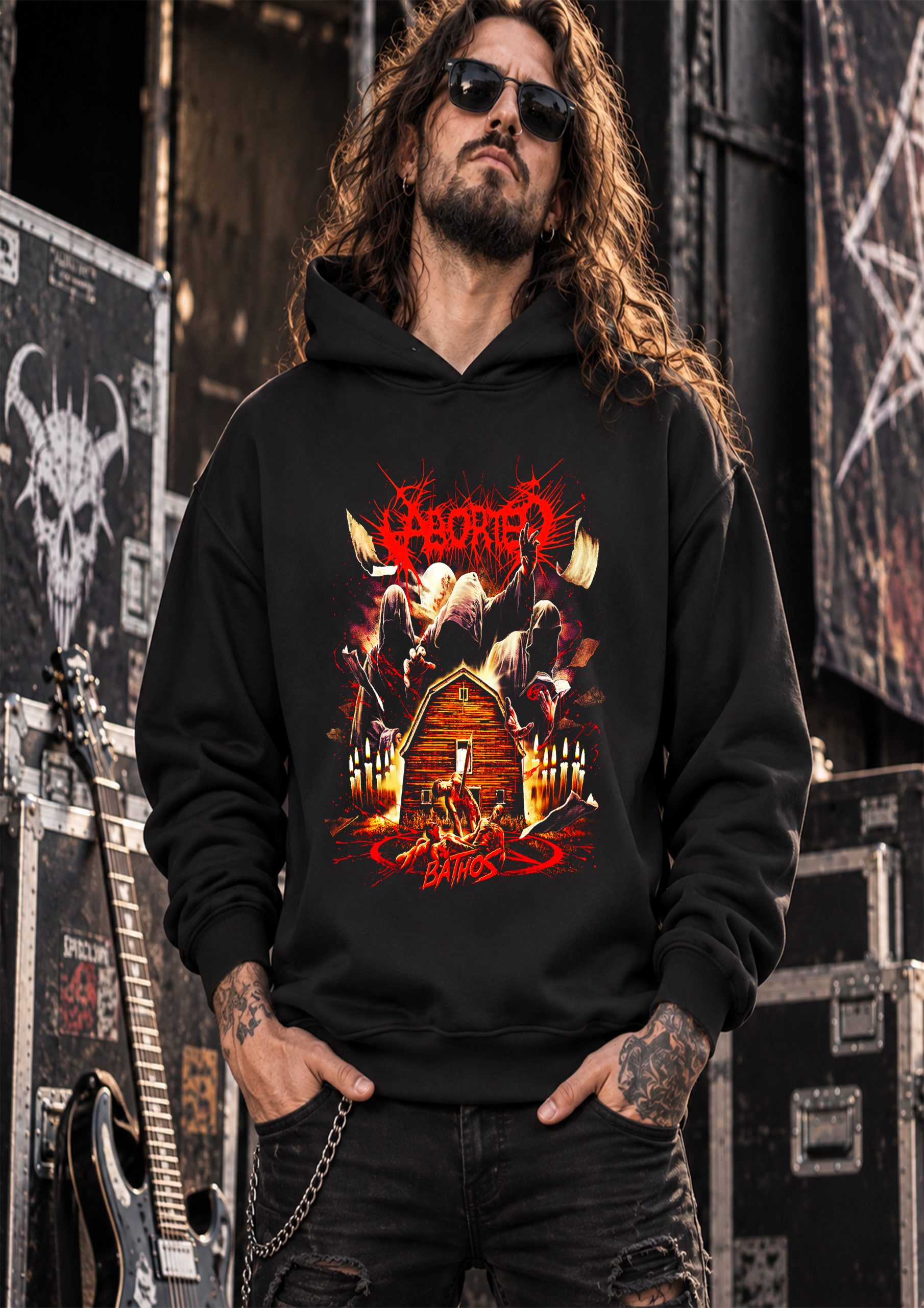 BUTHOOD0006-1 BUTSHIRT 'Aborted - Bathos' Temalı Dar Kesim Sweatshirt - Görsel 1
